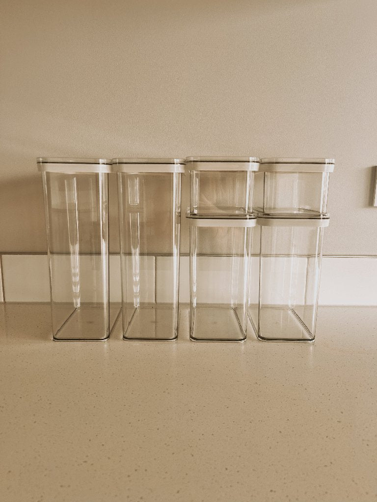 6 SQUARE PANTRY STORAGE CONTAINER SET